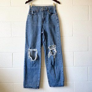 Wild Fable Highest Rise Baggy Ripped Denim Jeans Women's Size 0 / 25 Regular